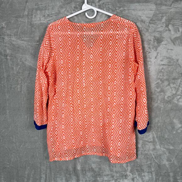 Oliphant Tunic Small Orange V-neck Geometric Cover-up - Picture 9 of 9